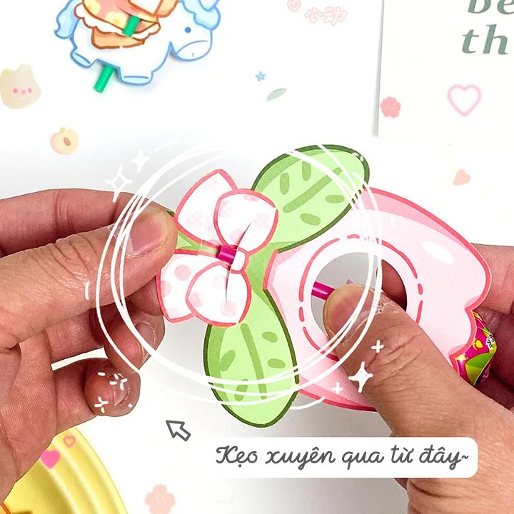Bộ thẻ trang trí kẹo mút Mesibo 30 tờ chủ đề gấu thỏ dùng tiệc sinh nhật lễ thiếu nhi