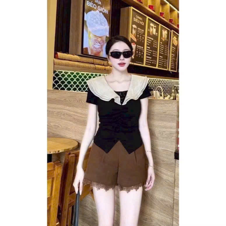 ÁO THUN NỮ CỔ BÈO ĐÍNH KIM SA BASIC CHIC NỮ TÍNH THANH LỊCH | OUTFIT DẠO PHỐ CỰC XINH BY CHAMIE STORE