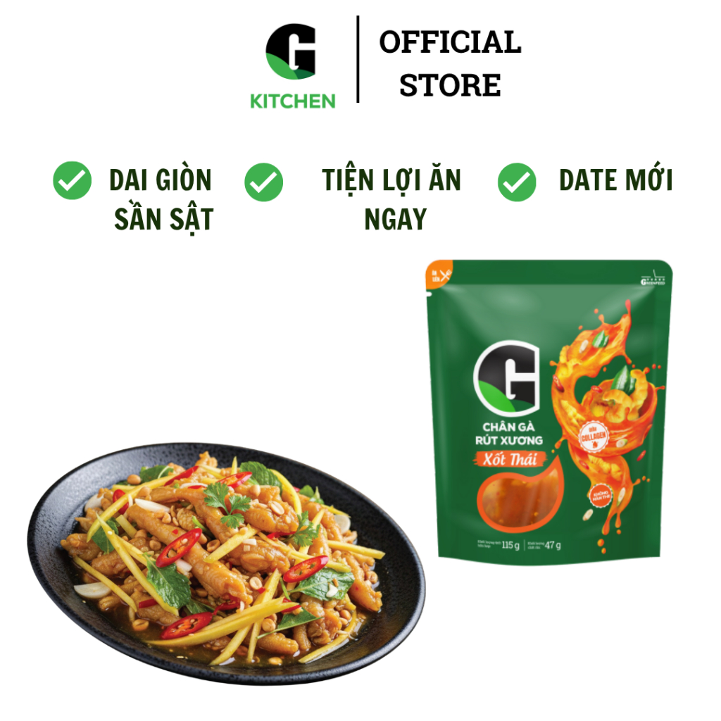 Chân gà rút xương xốt thái G Kitchen túi 115g [Giao HCM]
