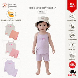 Bộ 2 Dây Bé Gái Modal 7A Cao Cấp Mềm Mại Thấm Hút Thoáng Mát Kháng Khuẩn BAMBINO 6-36 Tháng [BSB047]