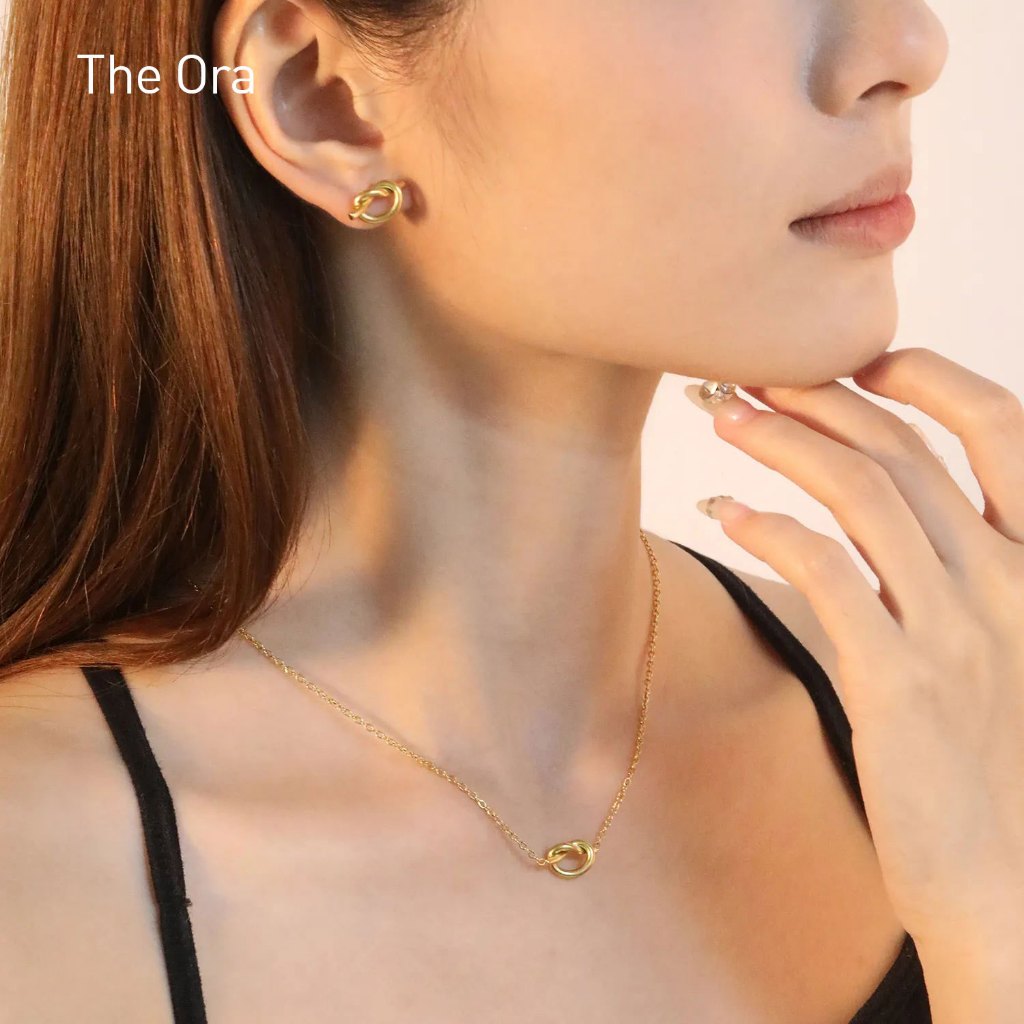 Bộ Dây chuyền hoa tai The Golden Knot - AS019 - Phong cách Vintage mạ vàng 18K