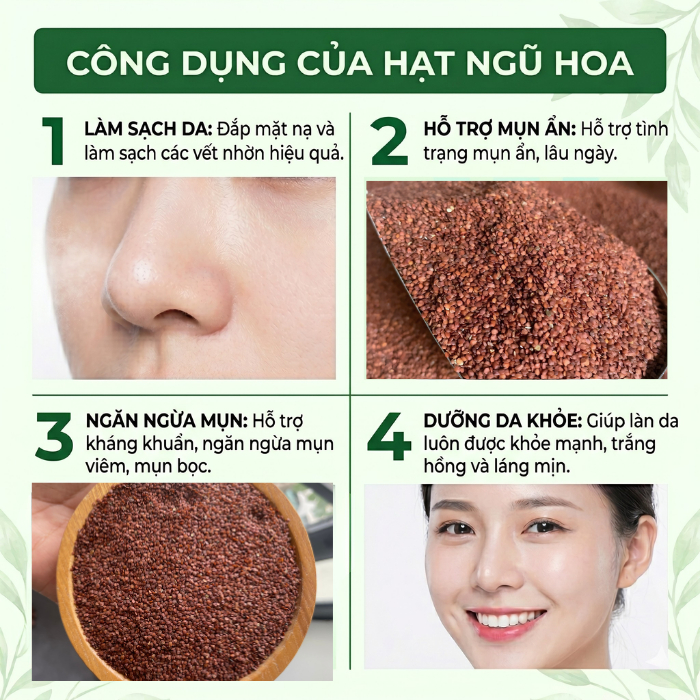 Hạt Ngũ Hoa Loại 1 Đức Thiện (Khô, Sạch, Thơm) - Hỗ Trợ M.u.n, Tàn Nhan, Làm Đẹp, Spa Tin Dùng