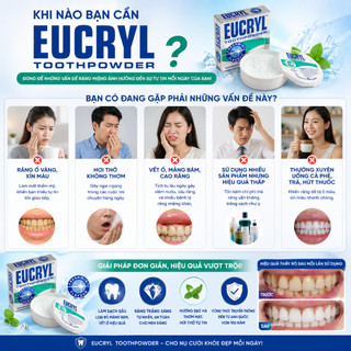 Bột đánh răng trắng sáng Eucryl Toothpowder Bạc Hà Mát Lạnh - Hộp 50g