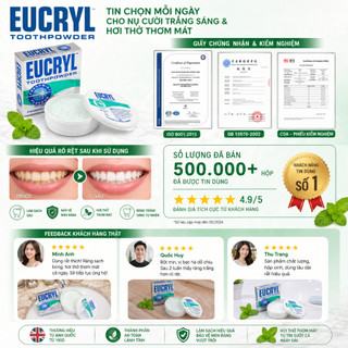 Bột đánh răng trắng sáng Eucryl Toothpowder Bạc Hà Mát Lạnh - Hộp 50g
