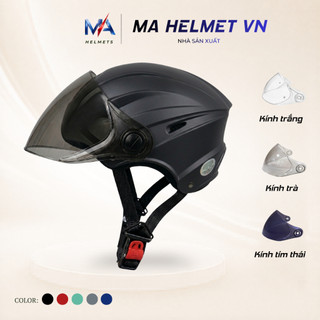 Mũ Bảo Hiểm Nửa Đầu 1/2 Có Kính Dài MA01 MA HELMETS – Kính Dài Chắn Gió Che Mặt Chống Bụi Đi Mưa