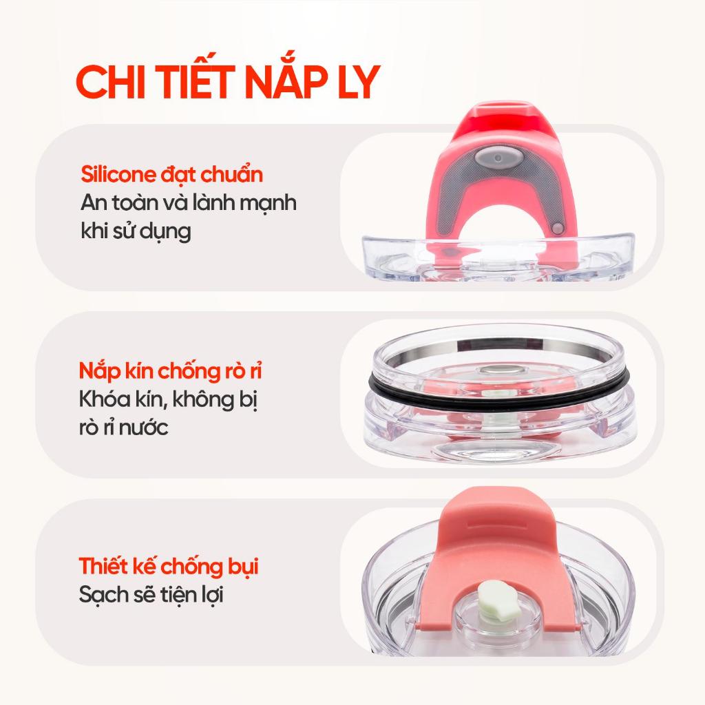 ly giữ nhiệt 1200ml Inox 304 cao cấp, cốc giữ nhiệt nhiệt nóng lạnh có quai kèm ống hút LUHANLIFE