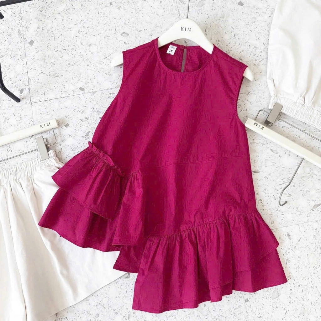 Set Bộ Nữ Chất Mango Áo Sát Nách Tầng Bèo Vạt Lệch Kèm Quần Short Đùi Năng Động Diện Đi Chơi, Đi Biển Siêu Xinh