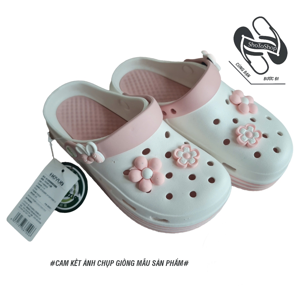Dép Sục Nữ Bánh Mì Đế Cao Chống Trượt, Sục Nhựa Clog Đi Biển Đi Trong Nhà Dạo Phố Tặng Kèm Sticker Đáng Yêu