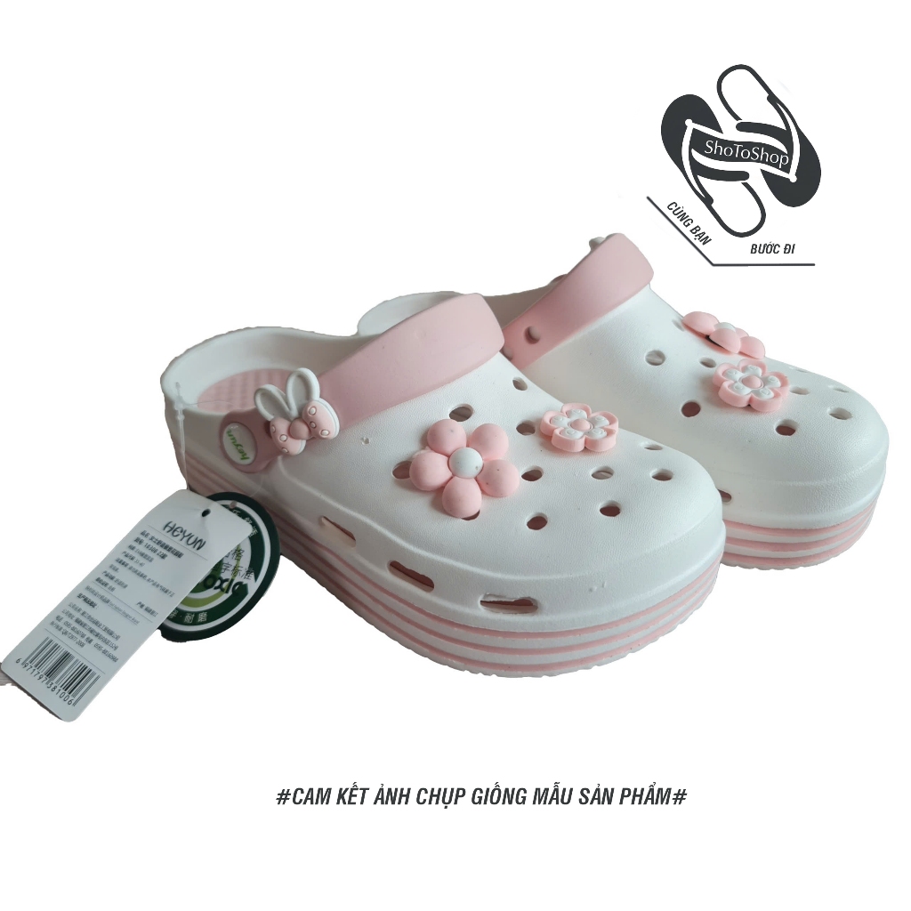 Dép Sục Nữ Bánh Mì Đế Cao Chống Trượt, Sục Nhựa Clog Đi Biển Đi Trong Nhà Dạo Phố Tặng Kèm Sticker Đáng Yêu