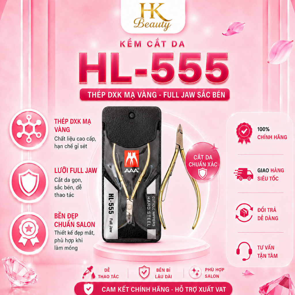 Kềm Cắt Da AAA HL555-Kềm thép DXK mạ vàng - 1 Chống