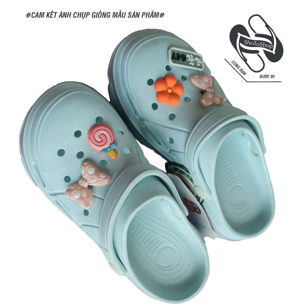 Dép Sục Nữ Bánh Mì Đế Cao Chống Trượt, Sục Nhựa Clog Đi Biển Đi Trong Nhà Dạo Phố Tặng Kèm Sticker Đáng Yêu