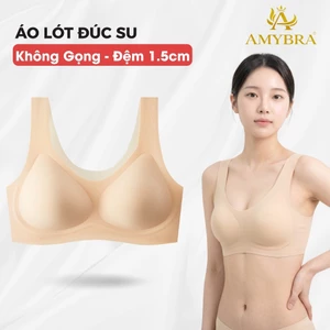 Áo Ngực Nữ Đúc Su Gom Quả Tự Nhiên, Áo Lót Không Gọng Tàng Hình Mềm Mịn AMYBRA A606