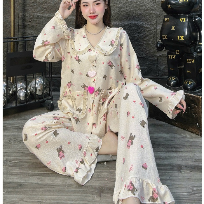 Đồ bộ nữ đồ mặc nhà, đồ ngủ nữ dễ thương, đồ xinh đũi tiểu thư cao cấp nhiều họa tiết hottrend [49].