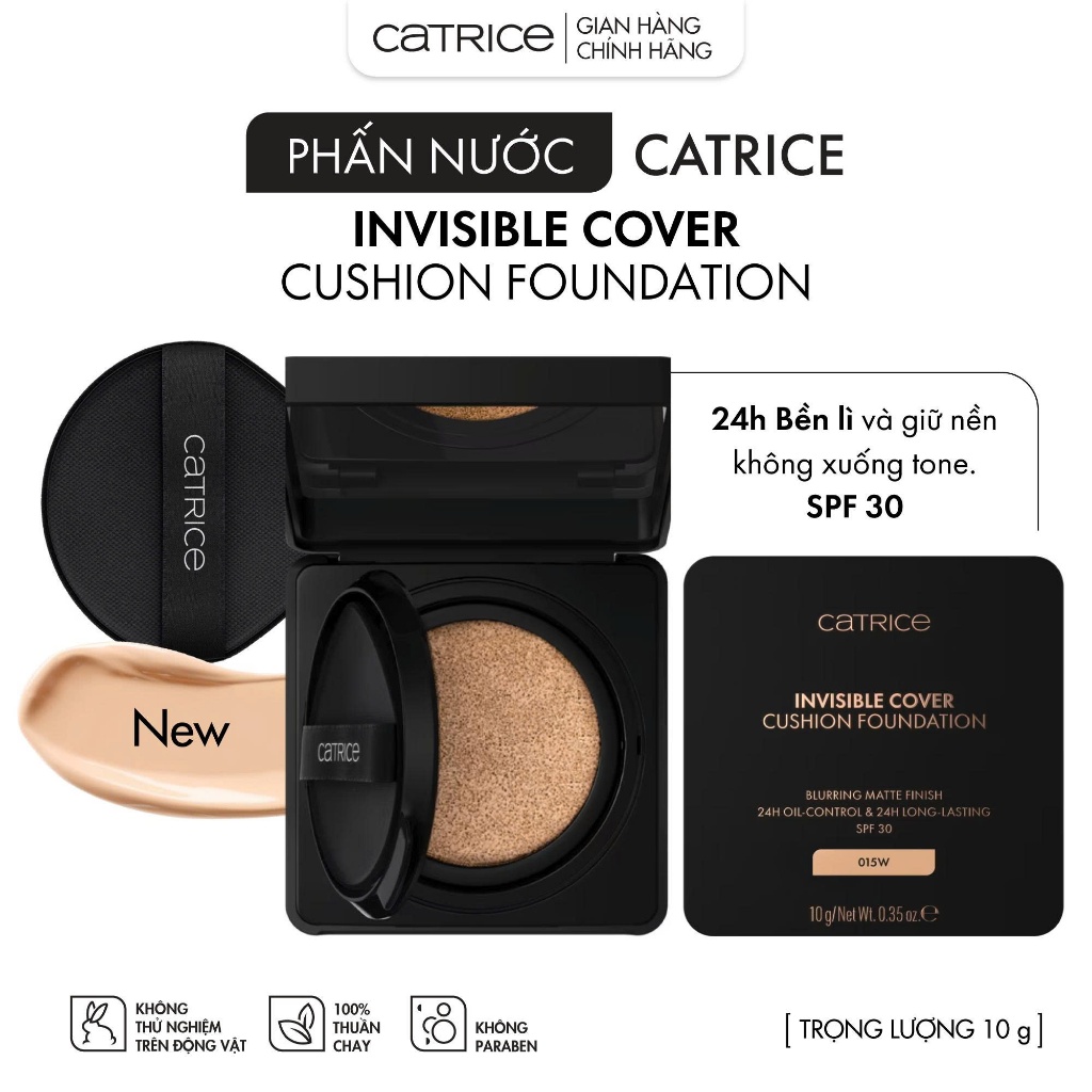 [Hàng Mới Về] Phấn nước Catrice Invisible Cover Cushion Foundation giữ nền bền lì 24h dành cho mọi loại da 10g