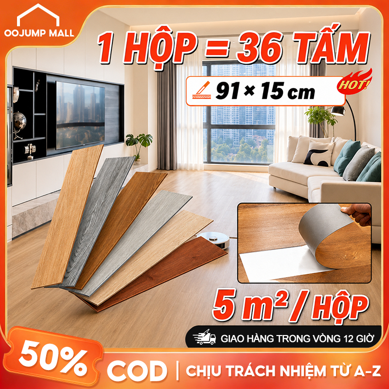 SÀN NHỰA GIẢ GỖ,Sàn gỗ vinyl giả vân gỗ,Combo 36 miếng 5m²- Sàn nhựa sẵn keo dán có kích thước