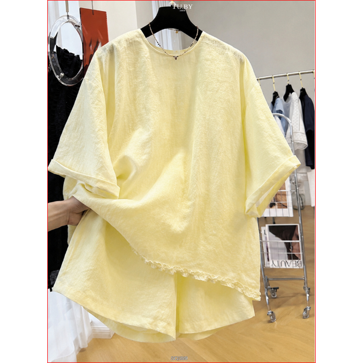 SQ399 - Set quần 3 màu (Trắng - Hồng - Vàng) chất linen đũi mặc sang chảnh xuống phố.