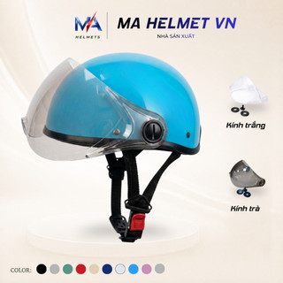 Mũ Bảo Hiểm Nửa Đầu Có Kính Haly MA HELMETS – Kính Ngắn Chắn Gió Chống Bụi, Nhiều Màu