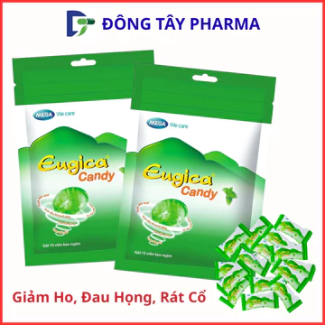 Kẹo Ngậm Giảm Ho Đau Họng, Kẹo Thảo Dược EUGICA CANDY, Hổ Trợ Giảm Cơn Ho Đau Rát Họng - Túi 15 Viên