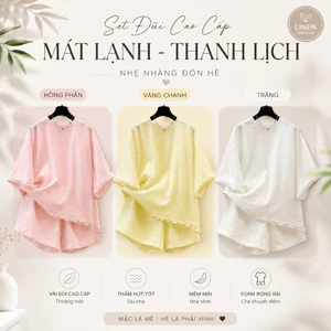 SQ399 - Set quần 3 màu (Trắng - Hồng - Vàng) chất linen đũi mặc sang chảnh xuống phố.