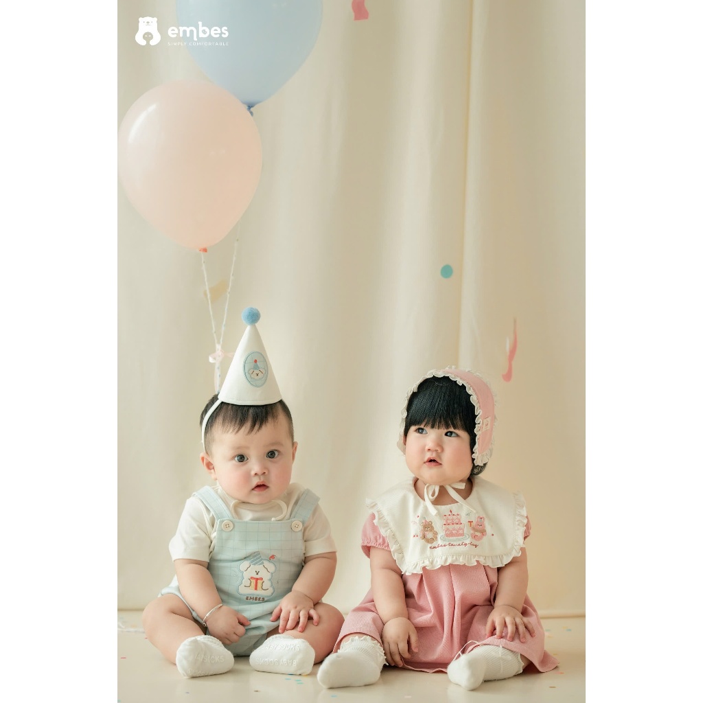 𝐁𝑨𝐁𝐘 𝐅𝐈𝐑𝐒𝐓 𝐁-𝐃𝐀𝐘 | Váy Baby Phối Cổ Yếm Thêu Họa Tiết Sinh Nhật Kèm Băng Đô Cho Bé Gái 1 Tuổi