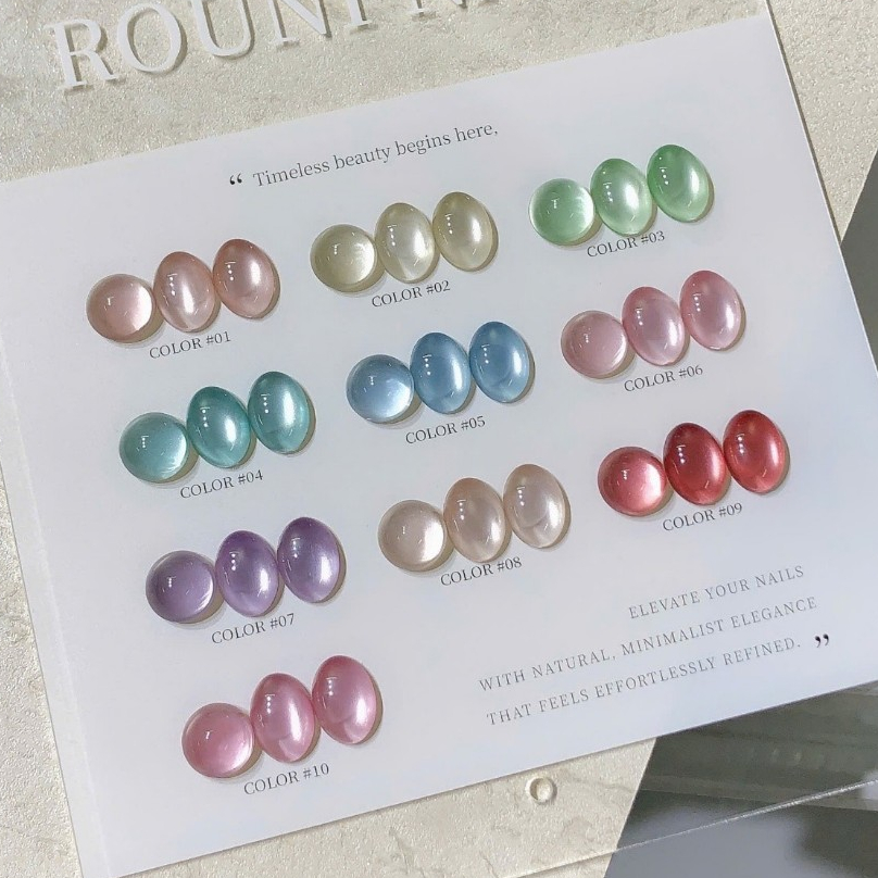 ROU ni Sơn gel mắt mèo thuỷ tinh pha lê trong suốt sáng lấp lánh chuyên dụng cho tiệm nail