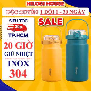 Bình nước inox 304 1500ml Hilogi bình giữ nhiệt lạnh 20 giờ giờ chống xước, ống hút cao cấp