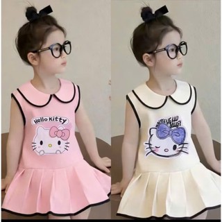 Bộ váy cổ sen họa tiết HELLO KITTY cho bé gái 9-35kg