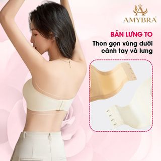 Áo Ngực Nữ Đúc Su Quây Ngang Chống Tuột, Áo Lót Nữ Không Gọng Viền Silicon AMYBRA AG86