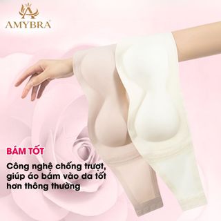 Áo Ngực Nữ Đúc Su Quây Ngang Chống Tuột, Áo Lót Nữ Không Gọng Viền Silicon AMYBRA AG86