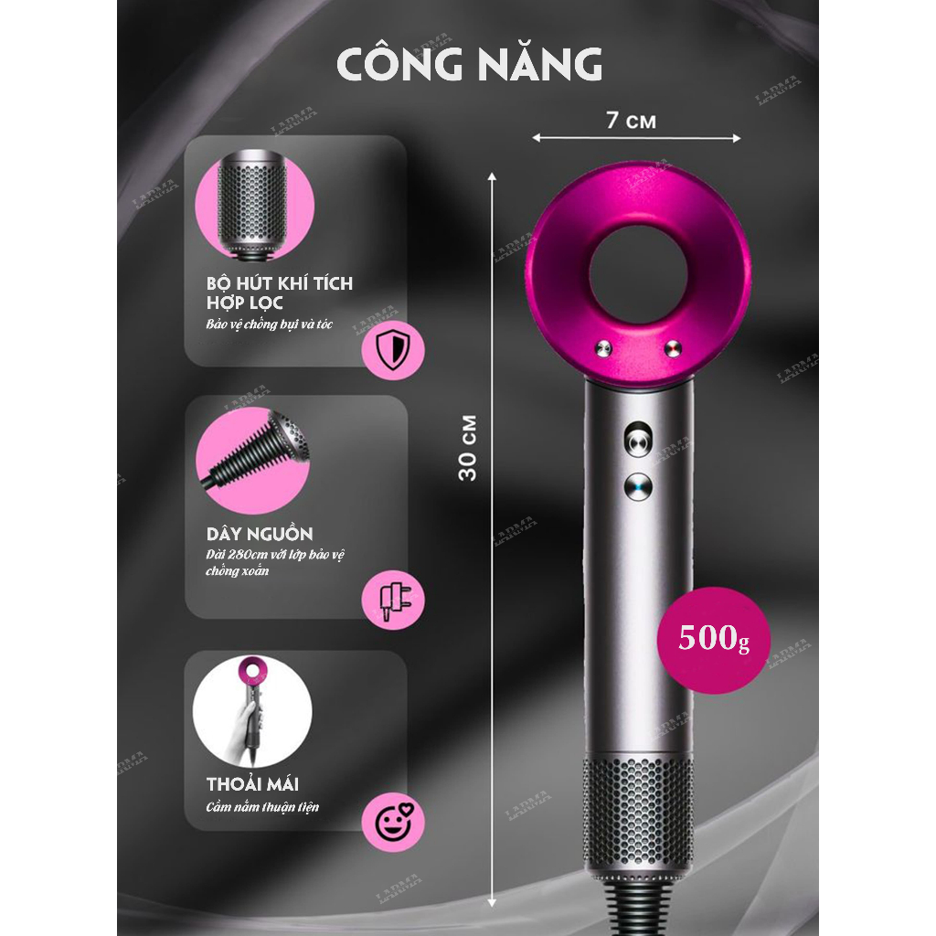Máy sấy tóc ion âm Hàn Quốc Larma L1 & L5 2 chiều nóng lạnh, giảm xơ rối, sấy nhanh 3 phút tóc bóng mượt tức thì