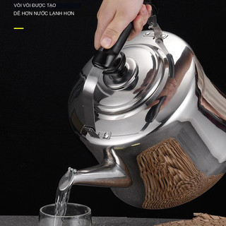 Ấm inox đun nước 5L HiLOGI KITCHEN, ấm nấu được bếp từ, quai xách chắc chắn bọc nhựa chống nóng cao cấp