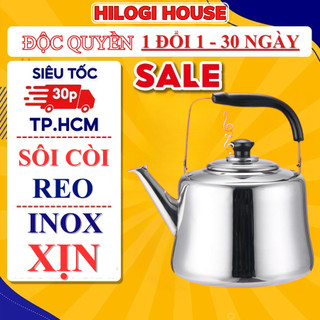 Ấm inox đun nước 5L HiLOGI KITCHEN, ấm nấu được bếp từ, quai xách chắc chắn bọc nhựa chống nóng cao cấp