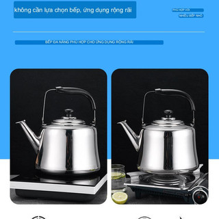 Ấm inox đun nước 5L HiLOGI KITCHEN, ấm nấu được bếp từ, quai xách chắc chắn bọc nhựa chống nóng cao cấp