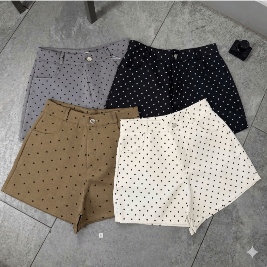 Quần Đùi Nữ Chấm Bi Vải Xước Thái 2 Lớp Cao Cấp Form Dáng Xinh Thời Trang - Pena House