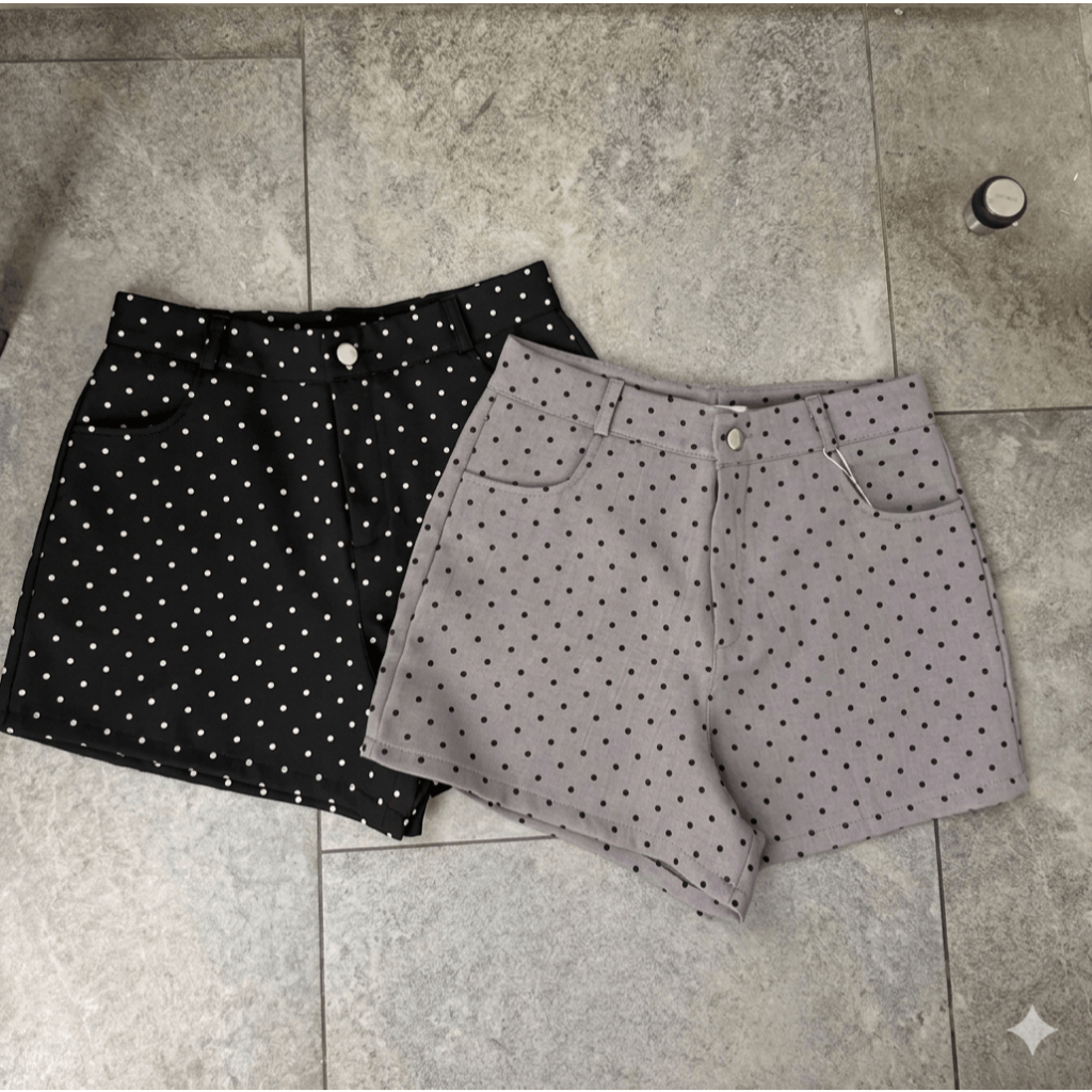 Quần Đùi Nữ Chấm Bi Vải Xước Thái 2 Lớp Cao Cấp Form Dáng Xinh Thời Trang - Pena House