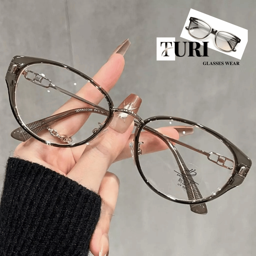 Kính Oval vuông gọng kim loại bền đẹp chống tia UV hot trend thời thượng 951
