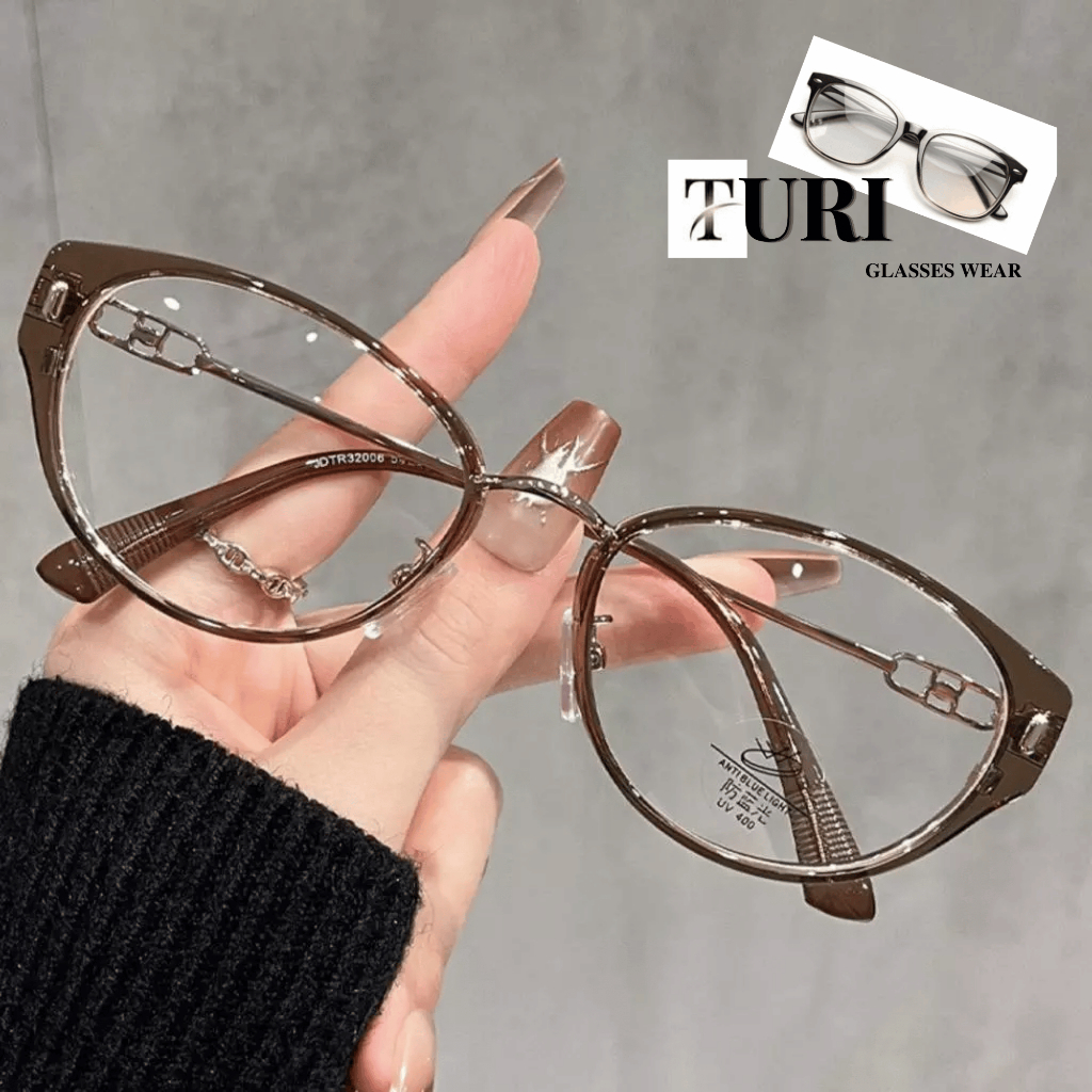 Kính Oval vuông gọng kim loại bền đẹp chống tia UV hot trend thời thượng 951
