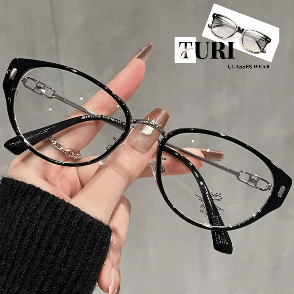 Kính Oval vuông gọng kim loại bền đẹp chống tia UV hot trend thời thượng 951