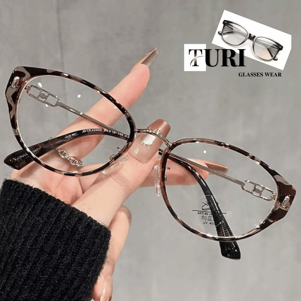 Kính Oval vuông gọng kim loại bền đẹp chống tia UV hot trend thời thượng 951