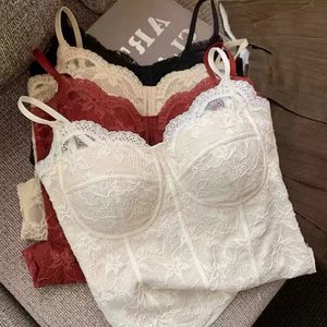 Áo Bra Nữ 2 Dây Dáng Dài Kiểu Pháp Gợi Cảm , vest yếm ren giữ nhiệt đệm ngực mỏng vừa vặn