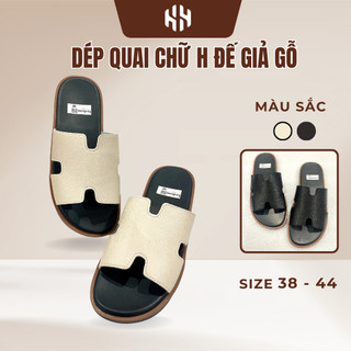 [SALE 7.7 GIẢM 30K] Dép quai ngang chữ H đế giả gỗ mẫu dép nam nữ mới siêu đẹp đi êm chân thoáng khí