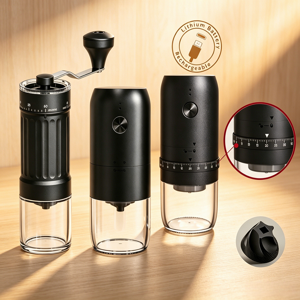 Máy xay cà phê điện không dây,điều chỉnh độ thô/mịn, dễ vệ sinh,sạc Type-C, dễ vệ sinh, đi kèm bàn chải