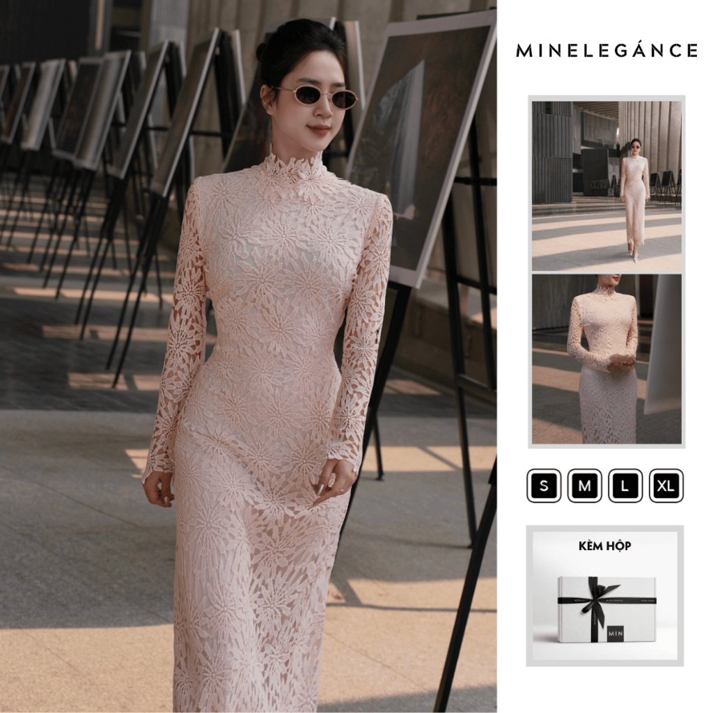 MINELEGÁNCE | ĐẦM REN DÁNG DÀI THANH LỊCH, CÔNG SỞ - MIN443