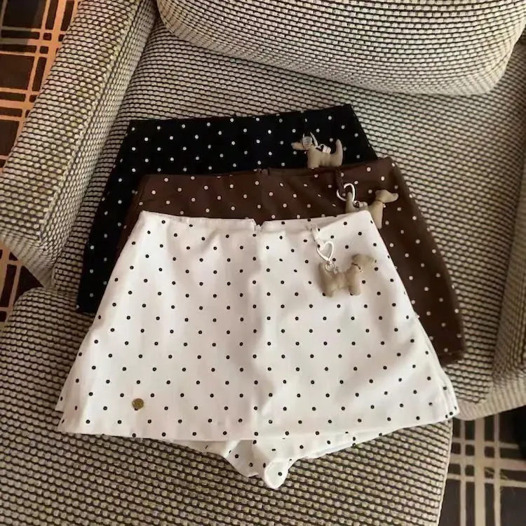 [Deal mở bán - Tặng Charm Ngựa] Chân Váy Chữ A Chấm Bi Dáng Ngắn 3 Khoá Kéo Phong Cách Hàn Quốc 1234