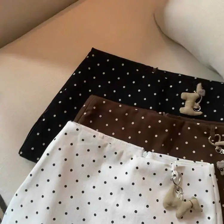 [Deal mở bán - Tặng Charm Ngựa] Chân Váy Chữ A Chấm Bi Dáng Ngắn 3 Khoá Kéo Phong Cách Hàn Quốc 1234