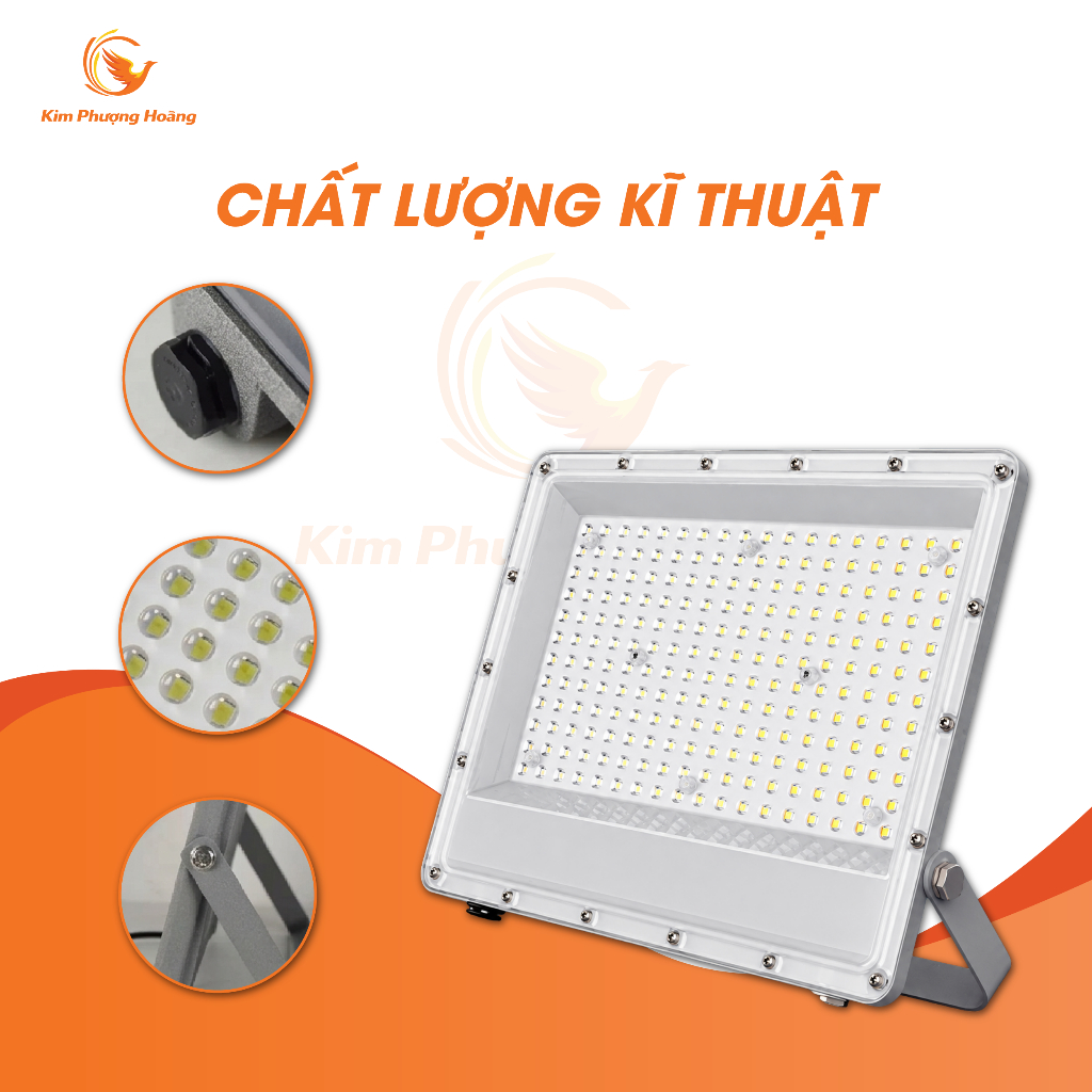 Đèn Pha Led Mắt Ngọc 50W 100W 150W 200W Chiếu Sáng Rộng 150m2 Chất Liệu Nhôm Tiết Kiệm Điện Bảo Hành 2N