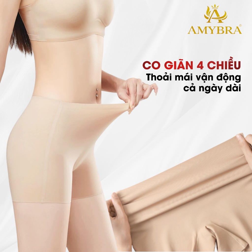 Combo Quần Bảo Hộ Mặc Váy Đúc Su, Set Quần Boxer Nữ Đáy May Kháng Khuẩn AMYBRA V6897