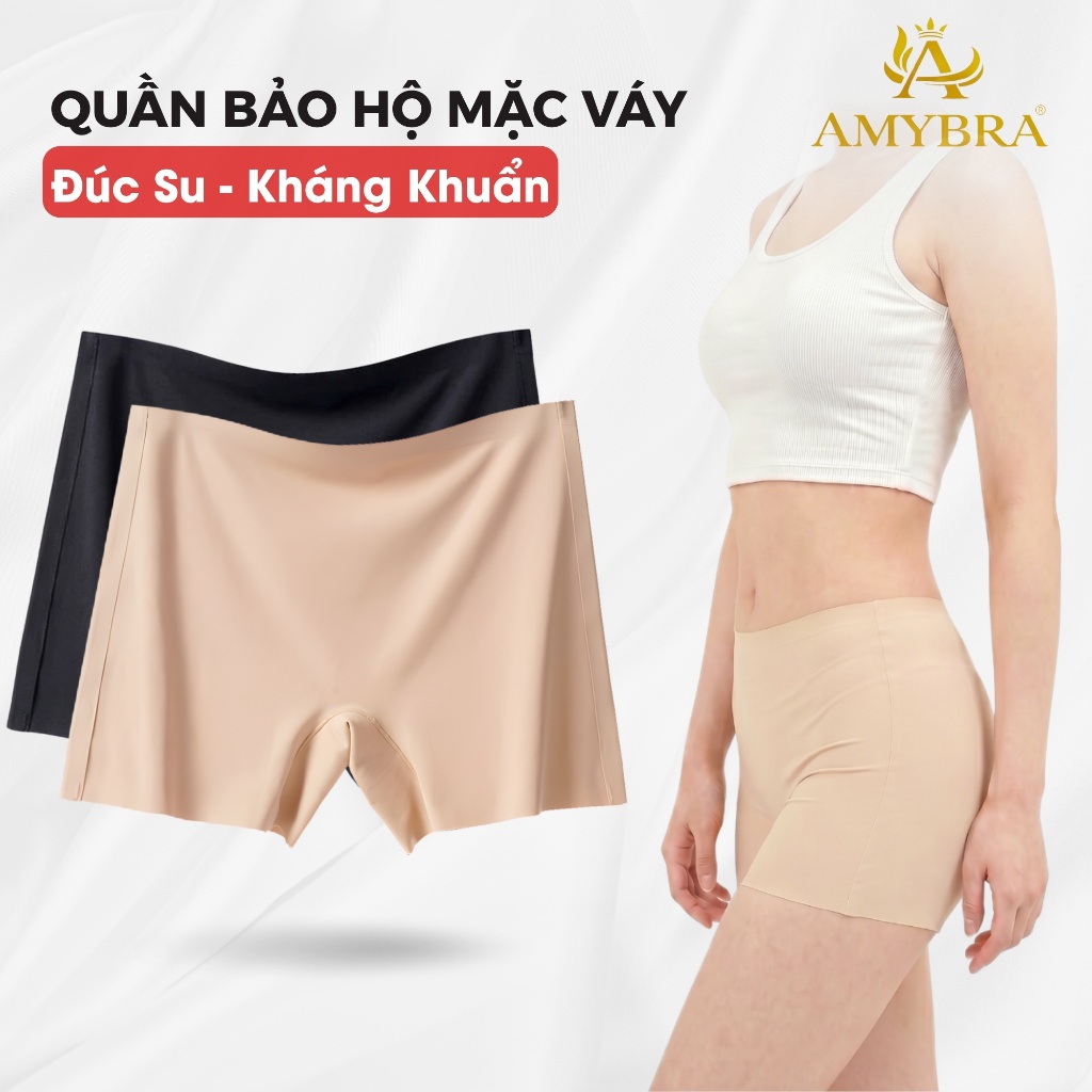 Combo Quần Bảo Hộ Mặc Váy Đúc Su, Set Quần Boxer Nữ Đáy May Kháng Khuẩn AMYBRA V6897