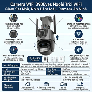 Camera WIFI 390EYES 2 MẮT Ngoài Trời - Giám Sát Nhà Nhìn Đêm Màu Camera An Ninh