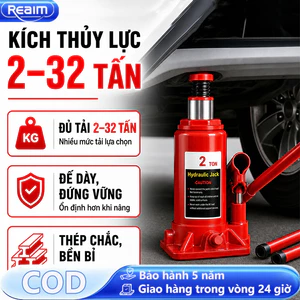 Kích thủy lực 5 tấn con đội thủy lực ô tô cao cấp thép chống gỉ nâng gầm xe siêu nhẹ có van an toàn chống sụt